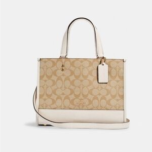COACH Vintage Dempsey 1955 Carryall Signature Jacquard Tote Bag Pure